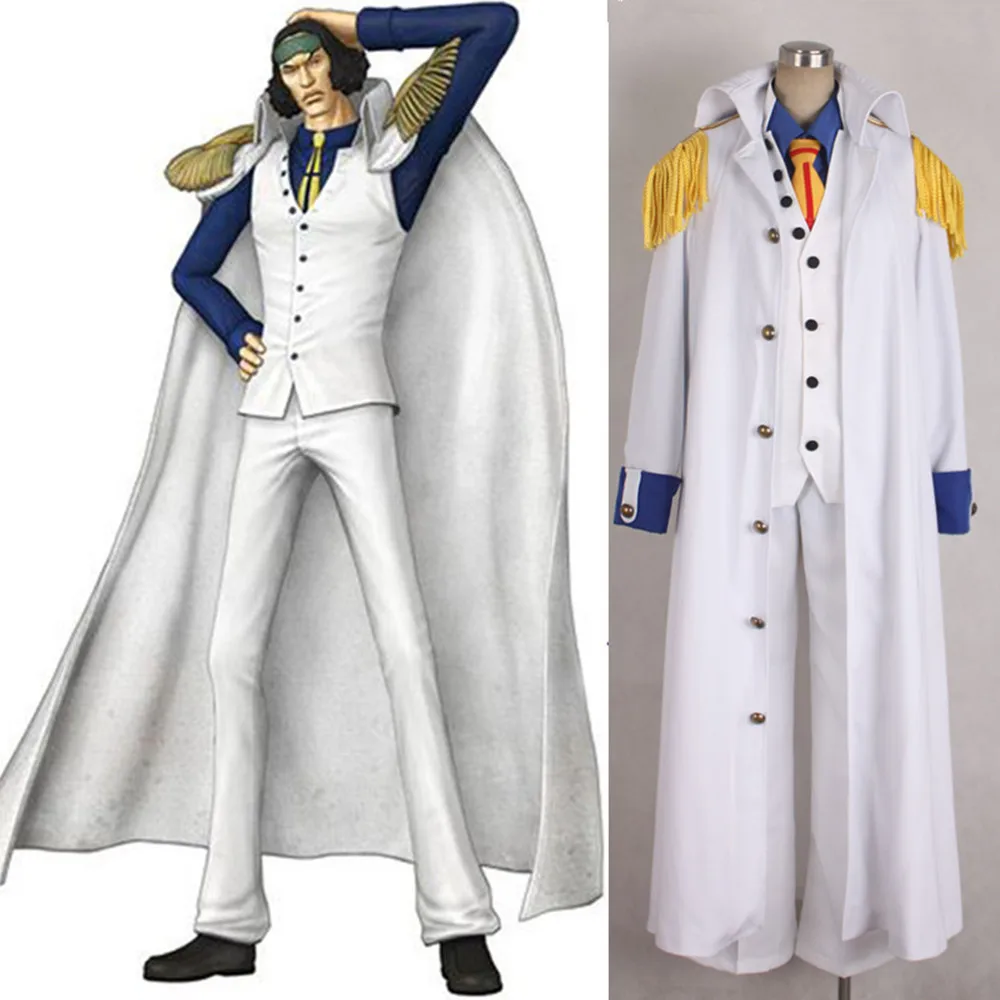 Костюм Аниме Kuzan Aokiji цельный костюм для косплея морского Admiral Хэллоуина|Костюмы