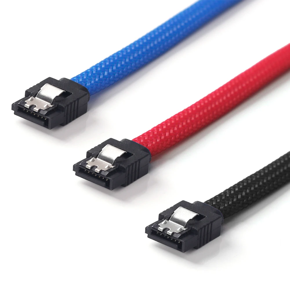Ult-лучший кабель SATA 3,0 III SATA3 7pin для передачи данных 6 ГБ/сек. SSD HDD шнур с премиум рукавами нейлон черный синий красный компьютерные кабели 50 см