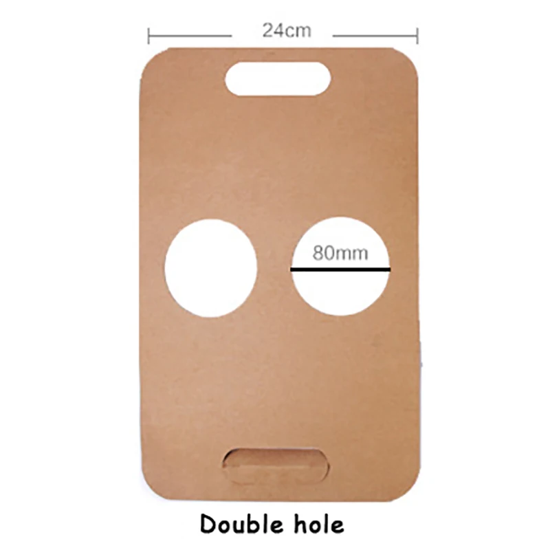80mm double hole Одноразовые крафт-Бумага чашка база ручка держатель эко-напитки чашки вынос упаковки Кофе Чай и кружка молока Держатели 50 шт - Цвет: 80mm double hole