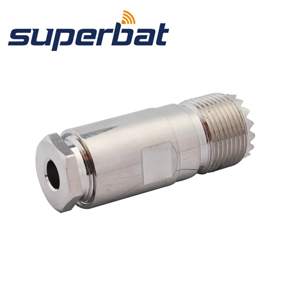 Superbat UHF SO239 Female Connector 50 ohm Clamp RF Coaxial Connector for LMR195 RG58,RG400,RG142 Cable Straight