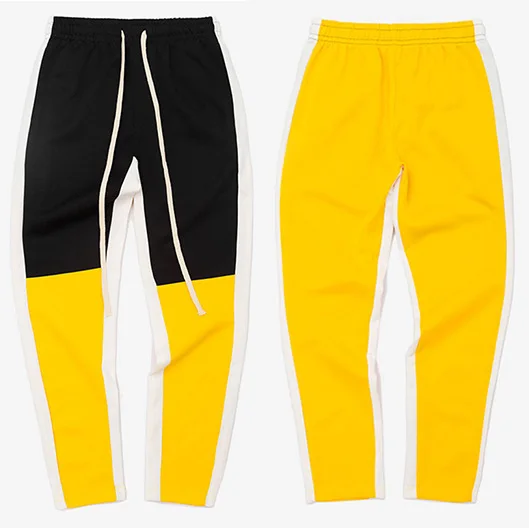 F558404S YellowBlack Штаны в стиле хип-хоп, цветные, из кусков, мужские повседневные спортивные штаны, штаны-шаровары, уличная одежда, спортивные штаны, Осенние, летние, модные брюки - Цвет: F558404S YellowBlack