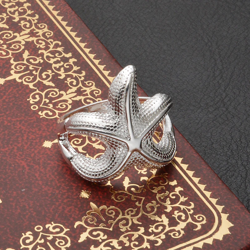 Мужское и женское серебряное кольцо с морской звездой ювелирное изделие