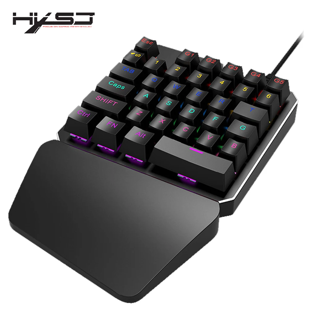 

HXSJ Новая Механическая клавиатура для одной руки, игровая клавиатура с 35 клавишами, цветная светящаяся мини-клавиатура, подходит для ноутбук...