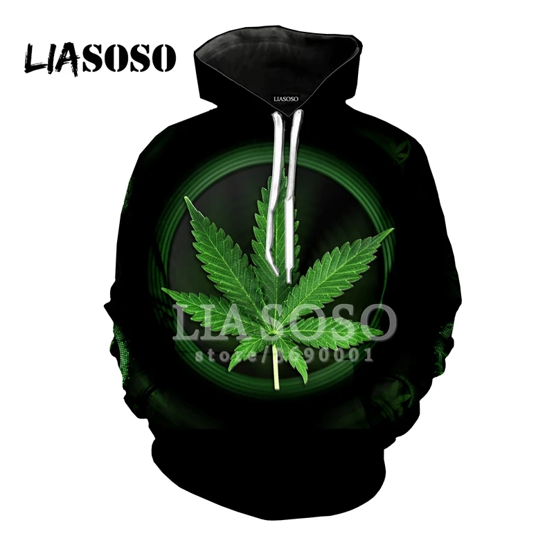 LIASOSO, красочные зеленые листья конопли, кленовый лист, 3D принт, для женщин и мужчин, толстовки с капюшоном, свитера, пуловеры, Харадзюку, хип-хоп, X0659