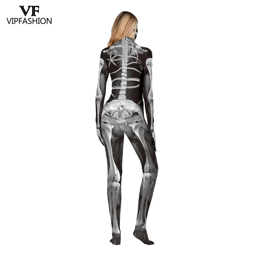 VIP Модные женские костюмы на Хэллоуин, цельный женский костюм с черепом и скелетом, костюм для косплея, одежда для вечеринки на Хэллоуин с 3D принтом