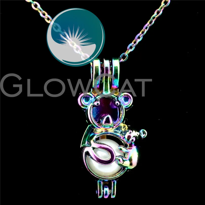 C695 красочные бусы Koala Mom Love духи эфирное масло диффузор жемчужная клетка медальон