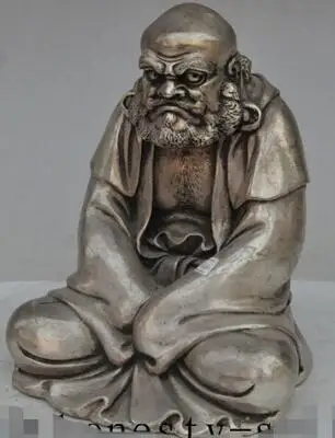 8 &quotТибетский буддистский храм Серебряный Joss Arhat Damo Bodhidharma Dharma статуя Будды | Дом и