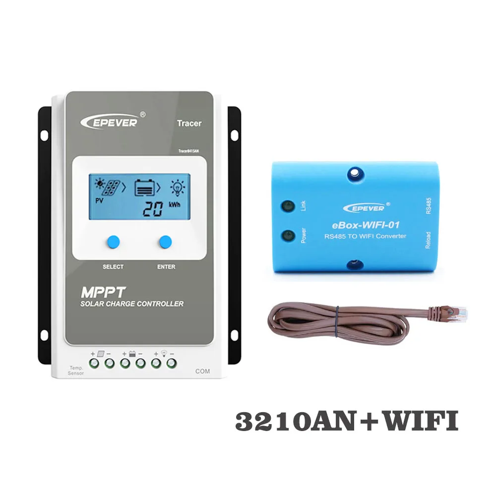 Tracer3210AN WIFI мобильный телефон APP eBox-WIFI-01 30A MPPT контроль заряда солнечной батареи