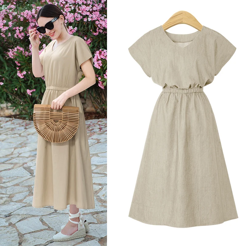 Женское платье с коротким рукавом Boho летнее винтажное большого размера из хлопка