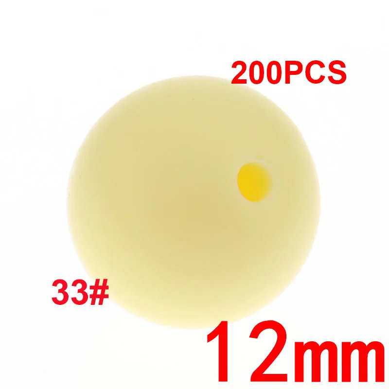 33 Cream Yellow 200 шт Круглые 12 мм Силиконовые Бусины прорезыватель Bpa бесплатно детские стоматологические ожерелья Аксессуары крепления для укачивания, успокаивающего приспособления цепочка ручная работа - Цвет: 33 Cream Yellow