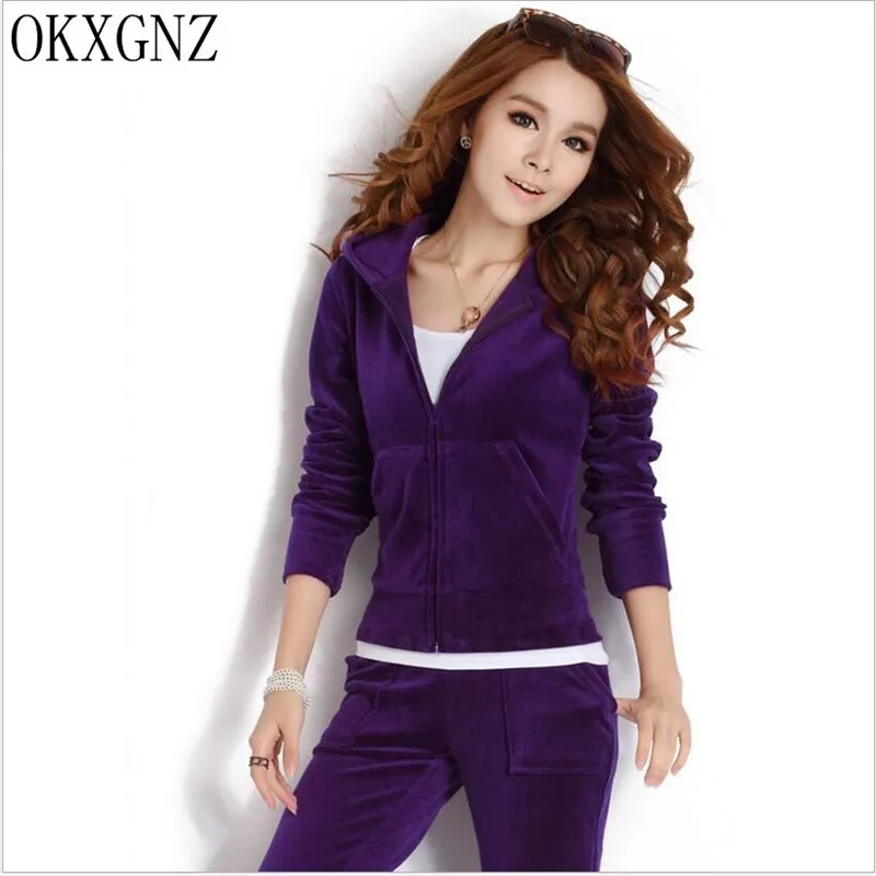 Женская спортивная одежда OKXGNZ Весенняя повседневная из двух предметов брюки с