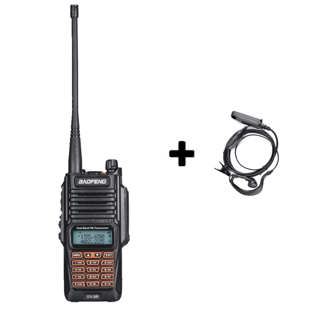 Add a headset Baofeng UV-9R IP67 8 Вт Long Range Walkie Talkie 10 км любительского радио Dual Band UV9R Портативный CB коммуникатор радио Водонепроницаемая рация - Цвет: Add a headset