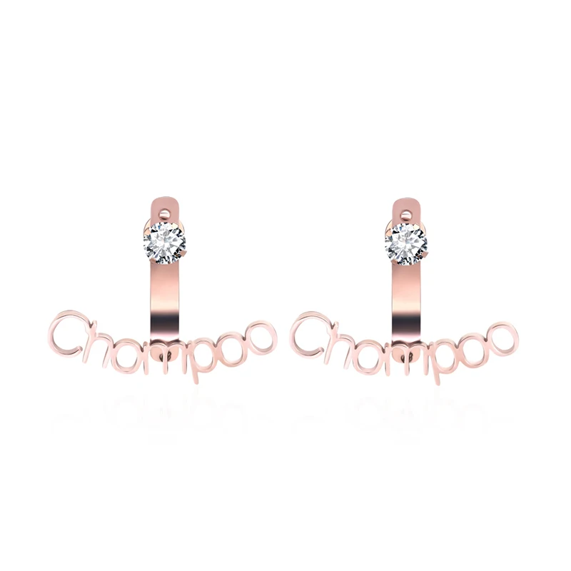RoseGold with Zircon DODOAI циркониевые именные серьги, изогнутые зубчатые серьги для женщин, персонализированные пользовательские серьги с буквами, CZ изогнутые серьги для BFF - Окраска металла: RoseGold with Zircon