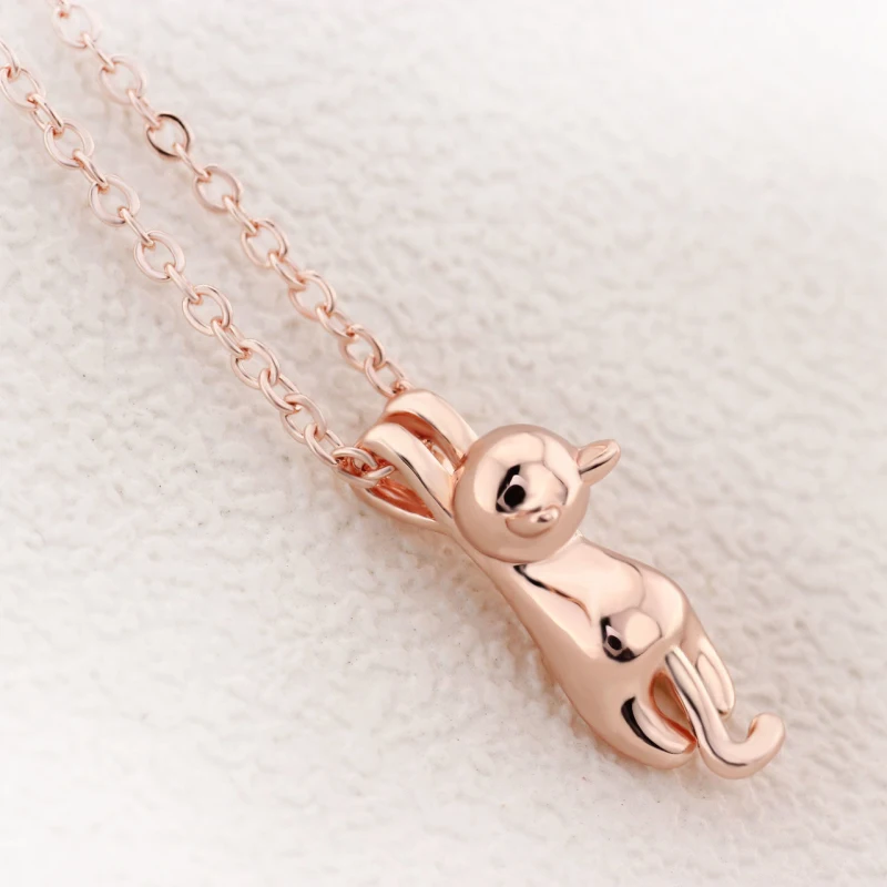 Милая цепочка с котенком или крестом Ювелирное Украшение цвета белого розового