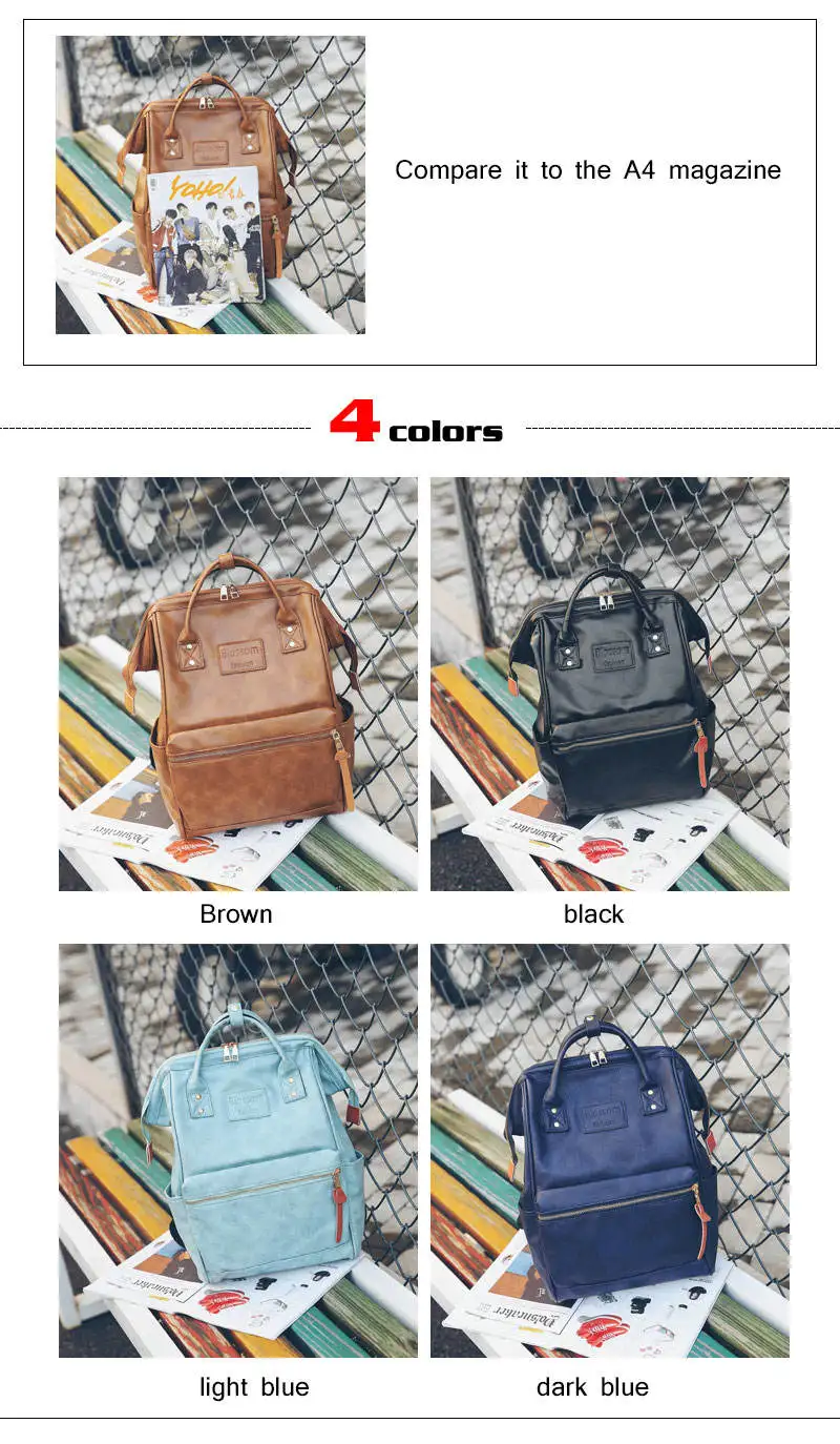Women Fashion PU Leather Female Backpack Bag Korean Multifunction School Bag Teenage Girls Large Capacity Waterproof Backpacks