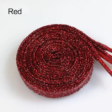 Red Цветные мужские и женские шнурки для кроссовок с металлическим блеском, блестящий шнурок золотого цвета, серебристые плоские шнурки, спортивная обувь для бега, шнуровка - Цвет: Red
