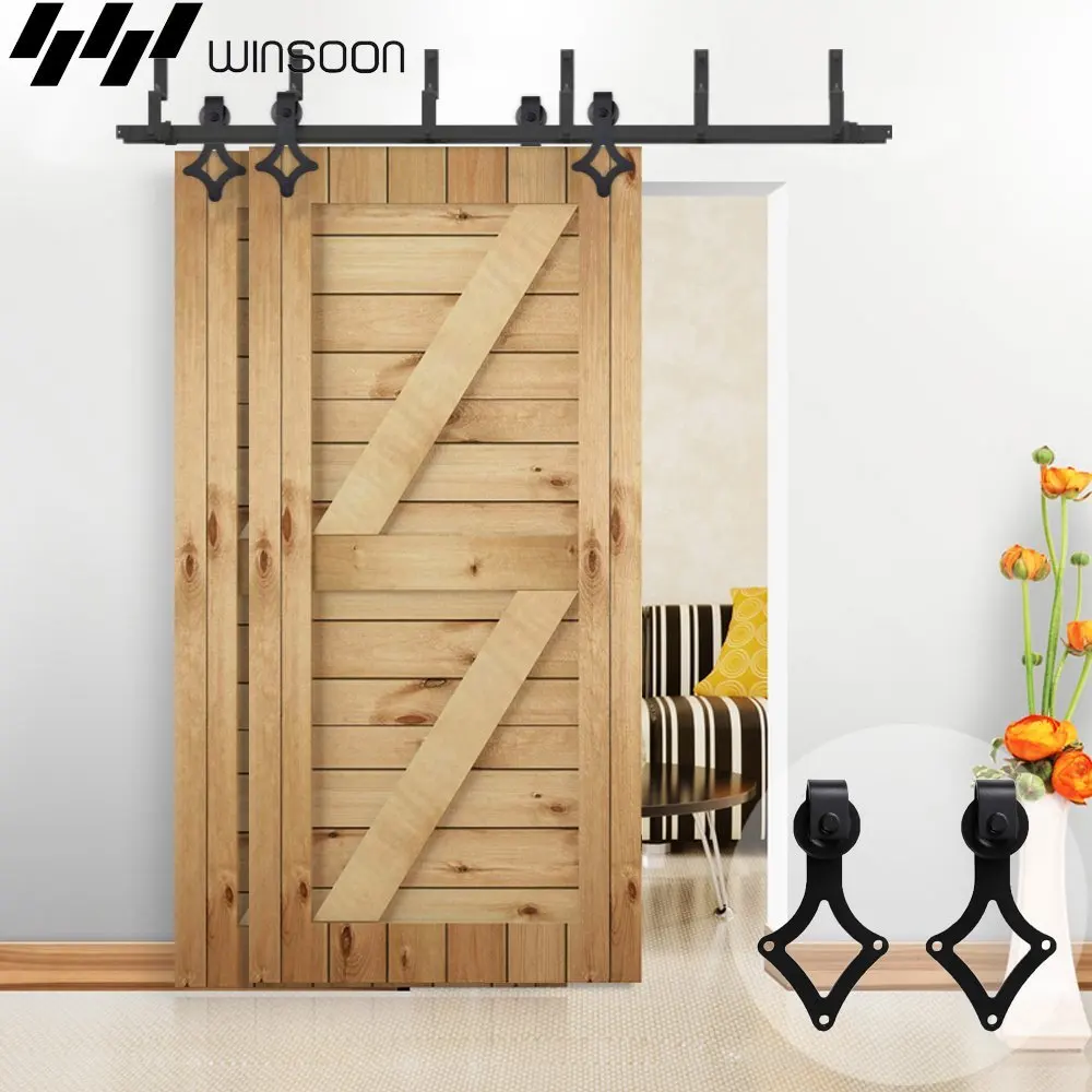 10FT 16FT (3050 мм 4880 мм) двойной Heavy duty modern Подкова дизайн деревянные раздвижные двери