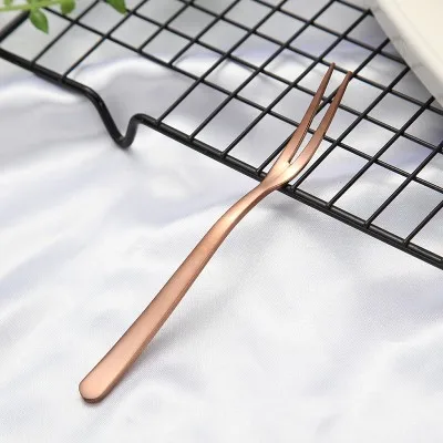 Rose Gold 5pcs Abay 5 шт. Красочные Нержавеющая сталь фрукты вилы кухня набор столовых приборов вилка для торта, десертная для столовая посуда Чай столовая вилка набор - Цвет: Rose Gold 5pcs