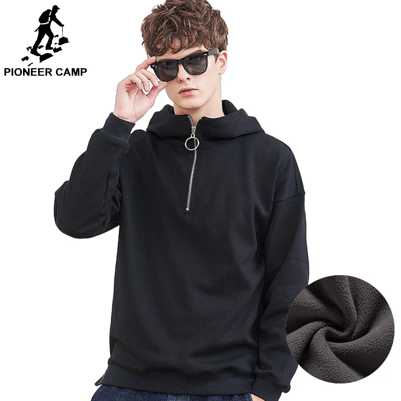 Pioneer camp/зимние плотные толстовки с капюшоном Флисовая теплая Толстовка для