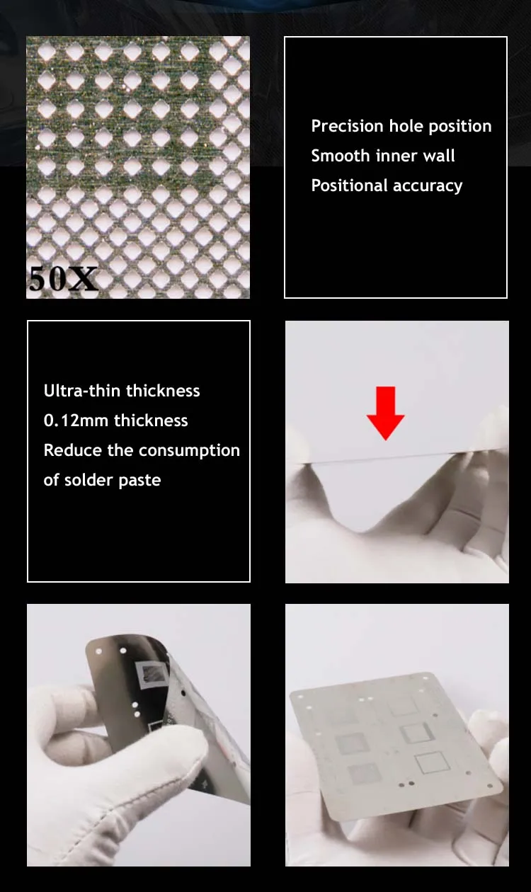 For iPhone 5/6/6S/7/8 Plus X XS MAX XR A8 A9 A10 A11 A12 CPU Ram Upper Lower Plant Tin Steel Mesh BGA Reballing Stencil Template