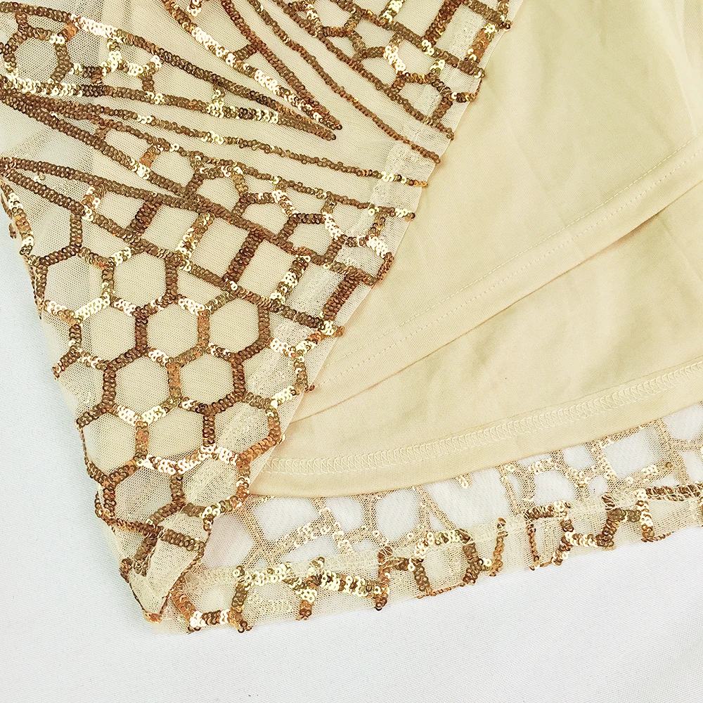 

Gold Retro Elastic Sequin Party Dress Padded Off Shoulder V Neck Full Lining Tight Package Hip Floor Length Backless Night Dress