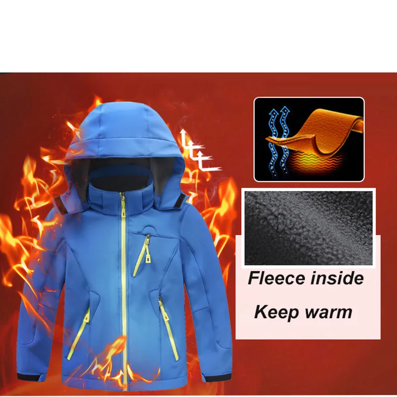 2018 Детские флисовые куртки и штаны для мальчиков девочек непромокаемое пальто