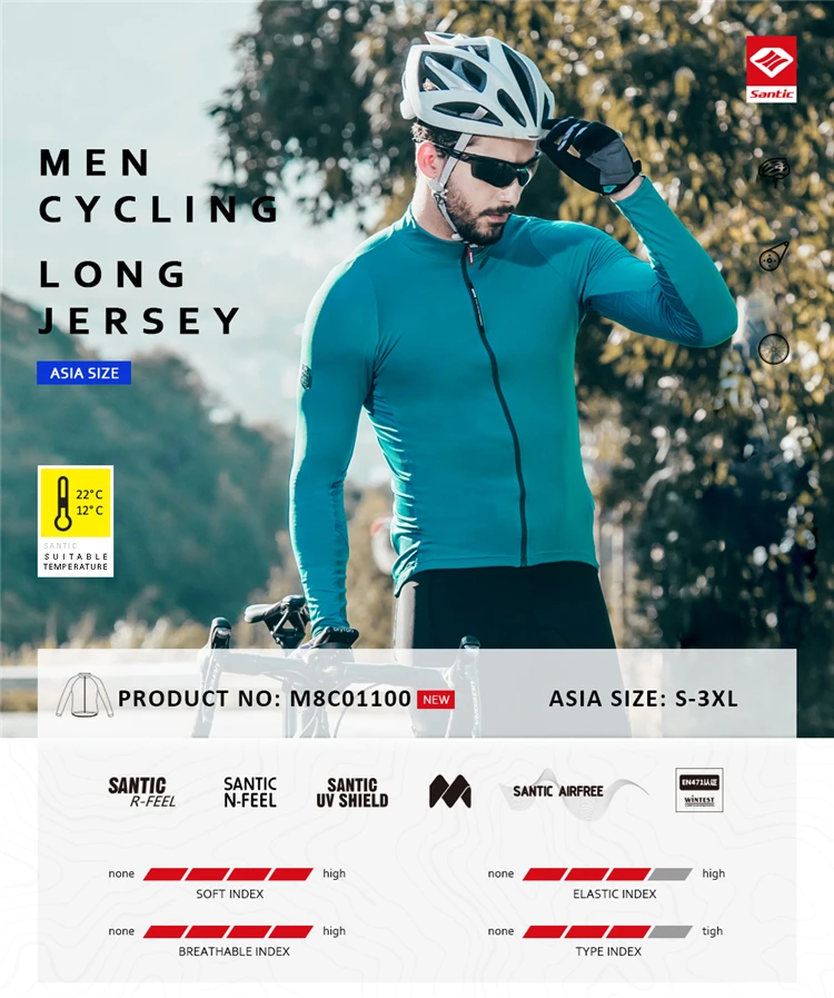 Santic осень зима Pro майки для велоспорта MTB горные дышащий Топ с длинным рукавом Джерси Горный Велосипед Одежда Майо Ciclismo