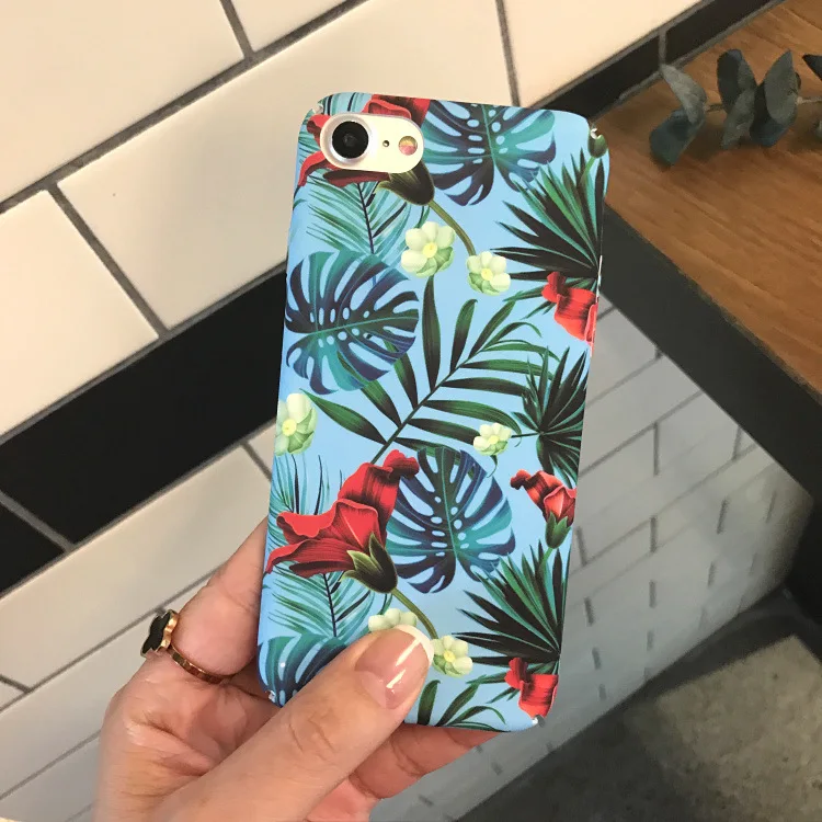Роскошные Чехлы для IPhone 6 6S 7 8 Plus с цветочным принтом в виде банановых листьев