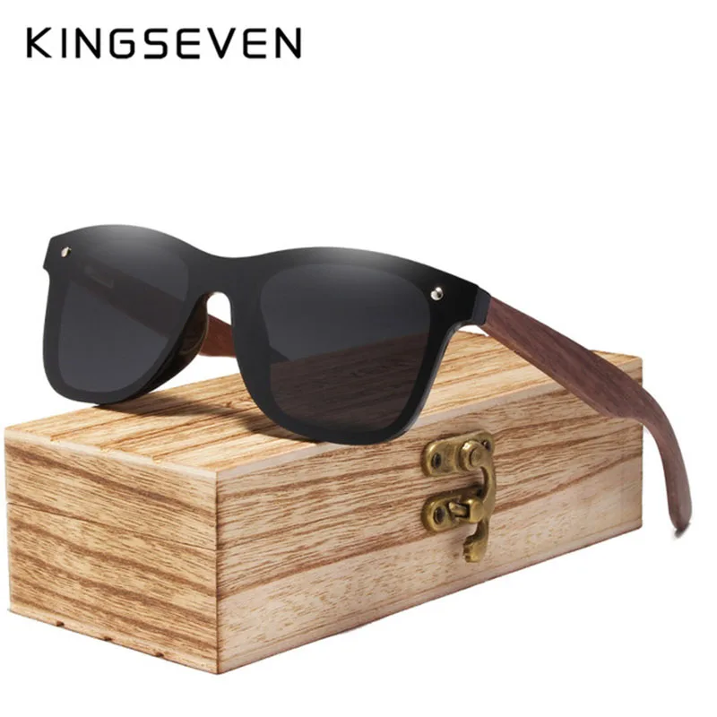 KINGSEVEN серые поляризованные линзы новые солнечные очки из дерева зебрано для женщин и мужчин люксовый бренд Винтажные Солнцезащитные очки в деревянной оправе очки ретро