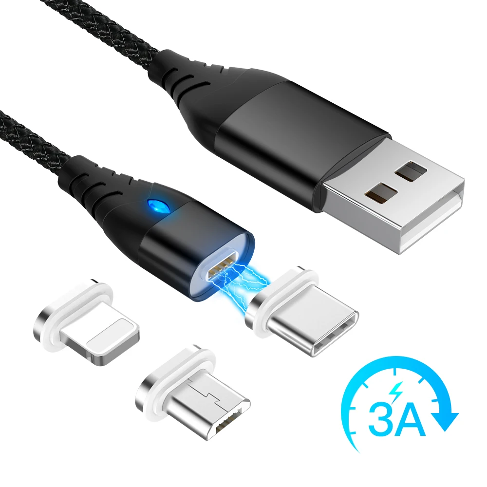 Тип usb C/Micro USB/8Pin 3 в 1 Магнитный кабель USB-C/Тип-с быстро Зарядное устройство магнит