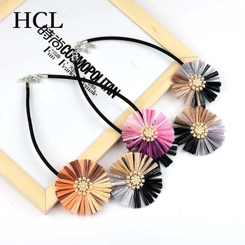 Bohemia Necklace For Women Vintage Raffia Flower Pearl Statement Fashion choker collier femme Party Gift Power Jewelry | Украшения и