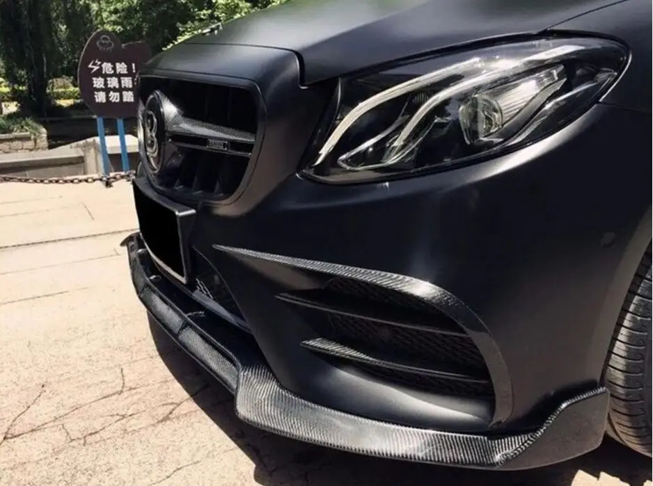 Углеродное волокно передний бампер для губ Авто диффузор боковые юбки benz E class W213