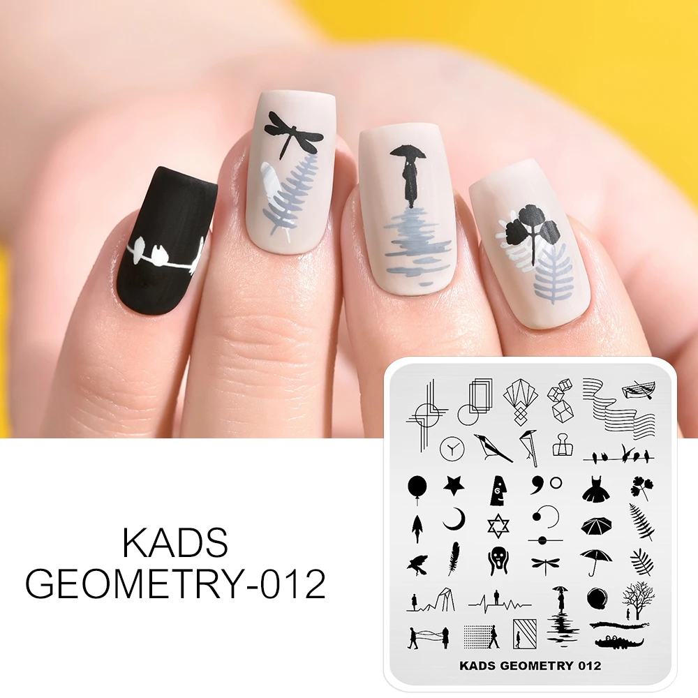 KADS новые пластины для штамповки ногтей Геометрическая серия изображений Печать