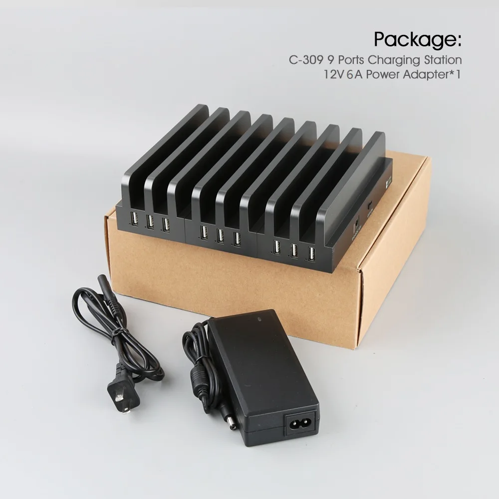Sipolar 9 портов USB зарядное устройство подставка Док-станция с 8 шт зарядная док-станция Слоты 3 шт Кабели для мобильных телефонов iPad планшетов