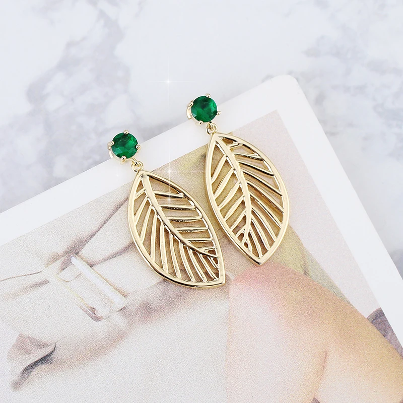Brincos Classic Trendy Delicate Piercing Gold Leaves Jewelry For Girl Drop Earrings Party Engagement Accessories | Украшения и