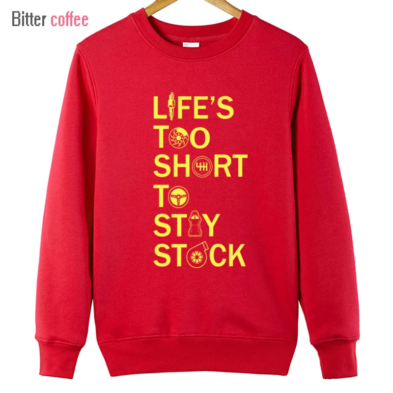 Толстовка мужская с принтом LIFE IS TOO SHORT STAY STOCK смешная зимняя кофта капюшоном