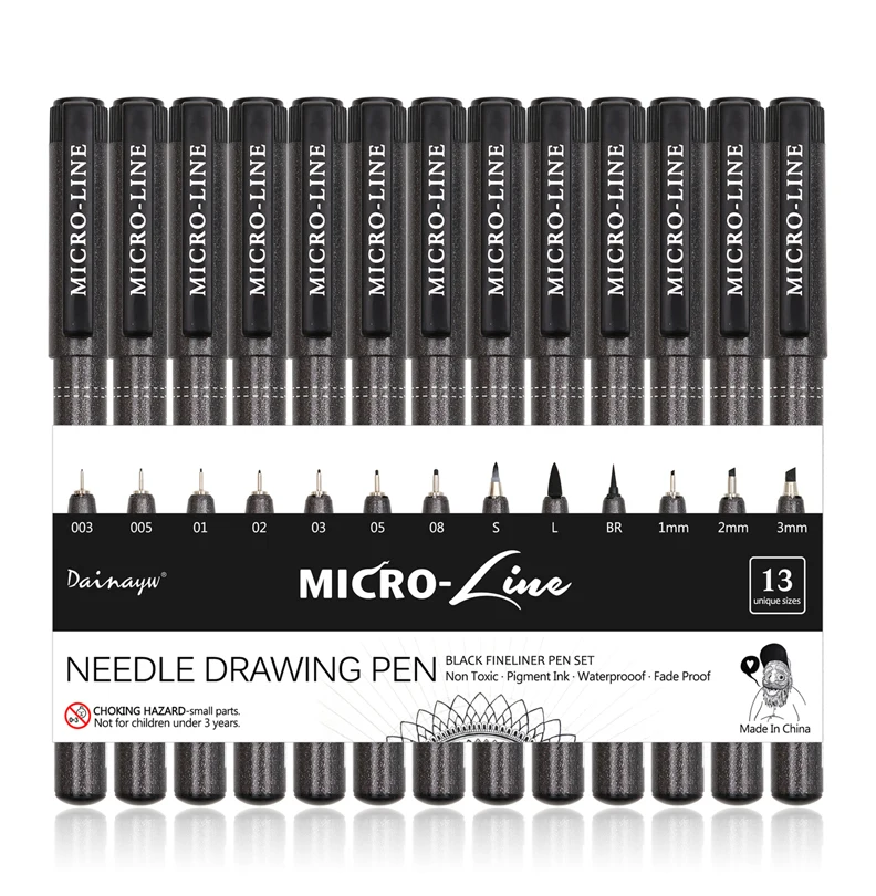 Dainayw 13 шт./компл. Micron Neelde ручка для рисования водонепроницаемый пигмент тонкая линия эскиз Маркеры Ручка для письма офиса школы