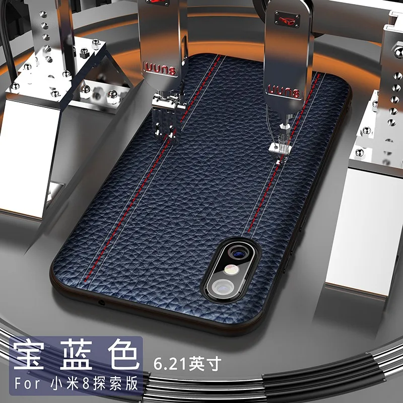 Роскошный чехол из натуральной кожи для Xiaomi MI8 PRO EXPLORE ore MI8SE, полностью защитный чехол из воловьей кожи, адсорбционный магнит - Цвет: Blue MI8 PRO
