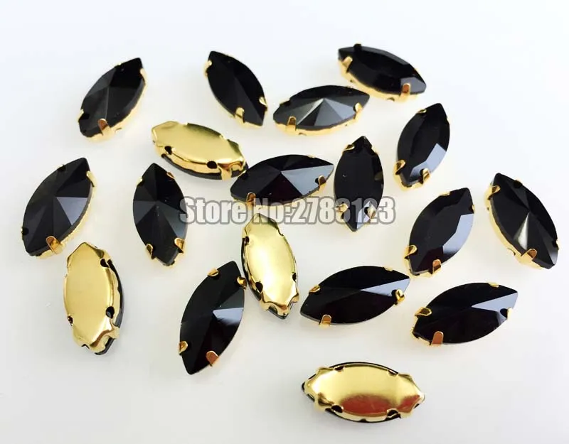 Бесплатная доставка Золотое дно черное стекло в форме конского глаза стразы с