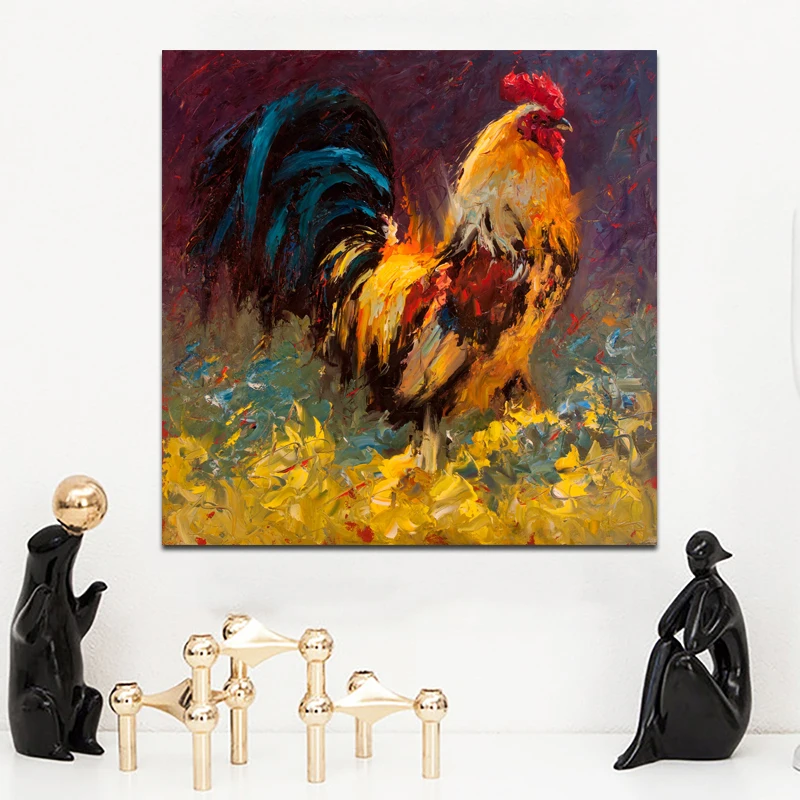Самодельная картина маслом Roosters настенное искусство для гостиной плакаты