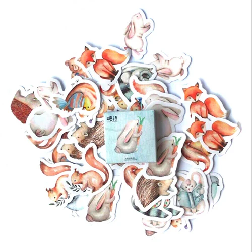 Cute Rabbit Stickers 45 шт./компл. милые одного человека путешествия цветок наклейки Kawaii кактус Еда Скрапбукинг наклейки для ежедневника DIY Дневник канцелярские принадлежности - Цвет: Cute Rabbit Stickers