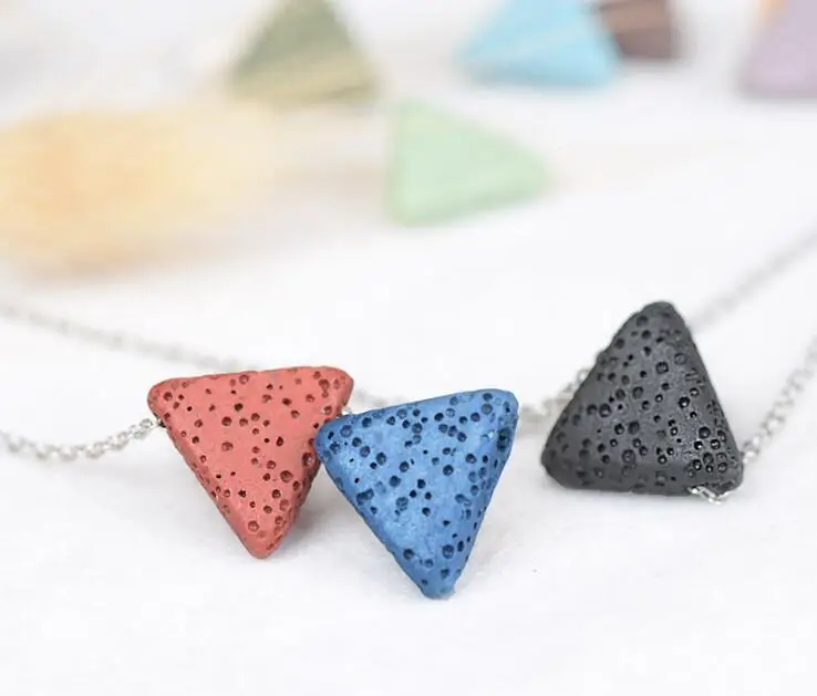 Triangle Lava Rock Stone Necklace for aromatherpy Diffuser Jewelry | Украшения и аксессуары