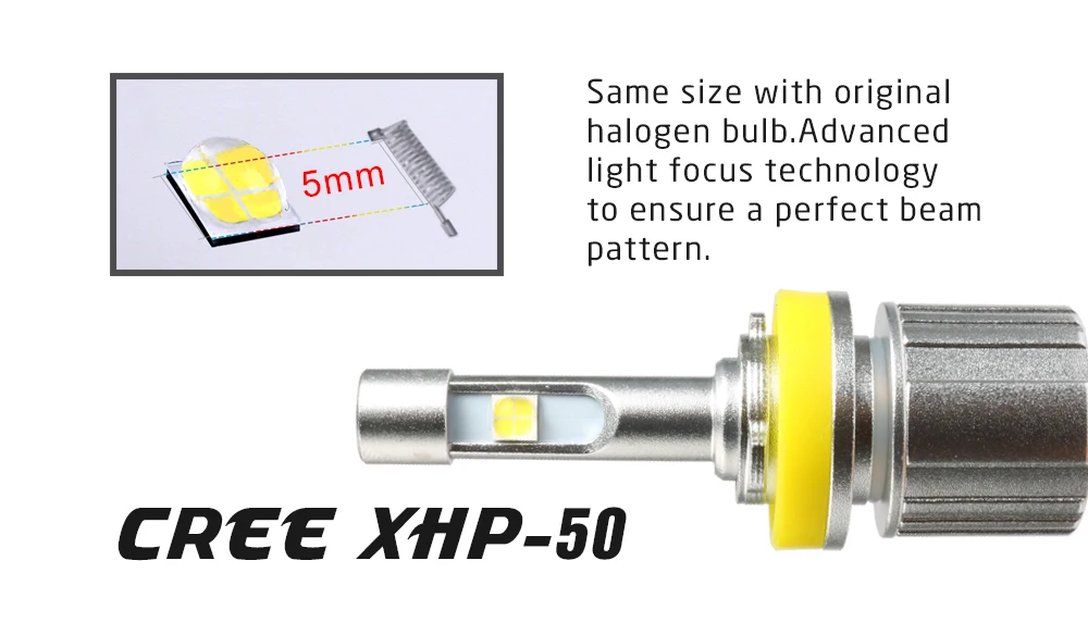XENPLUS Автомобильный светодиодный H7 лампы 12000LM XHP50 чипы светодиодный головной светильник 4300K 6000K лампы светодиодный H1 H3 H4 H11 H8 H9 туман светильник