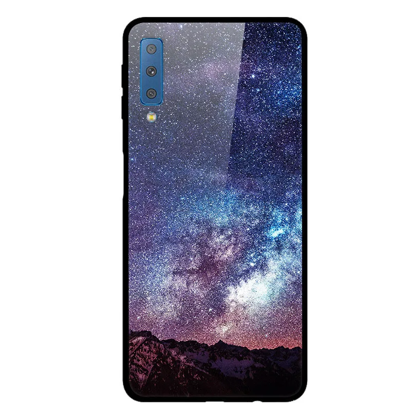 Чехол из закаленного стекла для samsung Galaxy A7, чехол с планетой космосом, стеклянный чехол на заднюю панель для samsung A7, A750, A750F 6,0, чехол