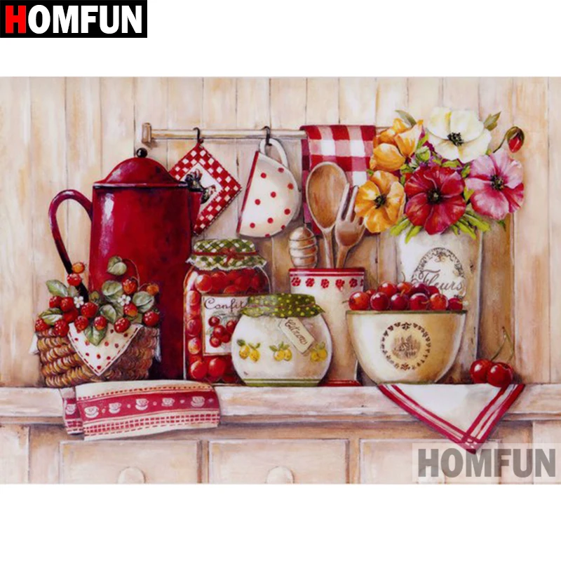 Алмазная 5D картина HOMFUN сделай сам полноразмерная/круглая вышивка цветок фрукты 3D