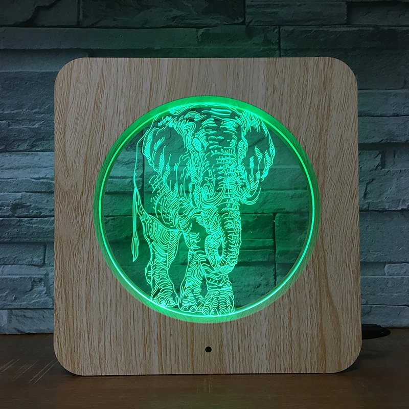 Светодиодный ночсветильник из АБС-пластика в виде слона животного 3D