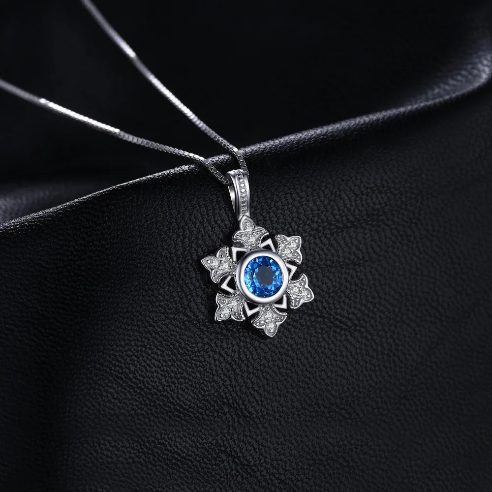 Ювелирный дворец Снежинка 1.1ct подлинный синий топаз кулон 925 Серебро подарок для