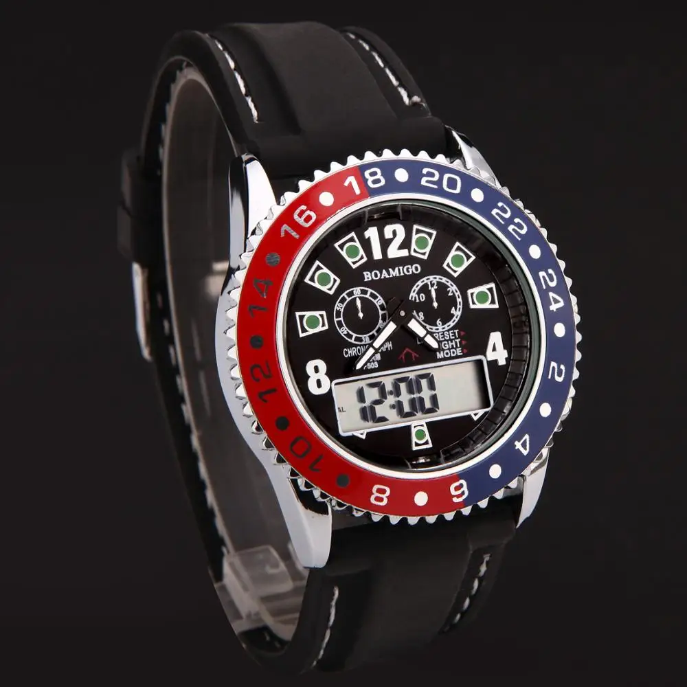 

BOAMIGO Brand Watches Men Sports Watches Militray Army Quartz Wristwatches For Men LED Digital Rubber Clock Relogio Masculino