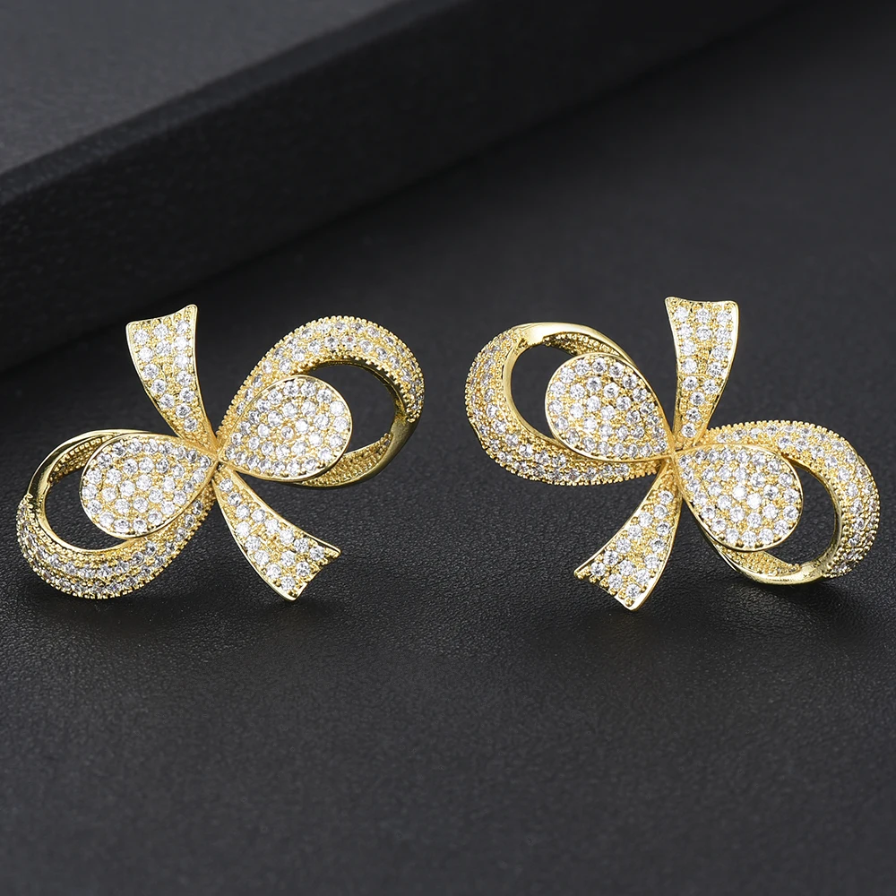 27*36 мм Романтические свадебные серьги гвоздики высокого качества с бантиком для