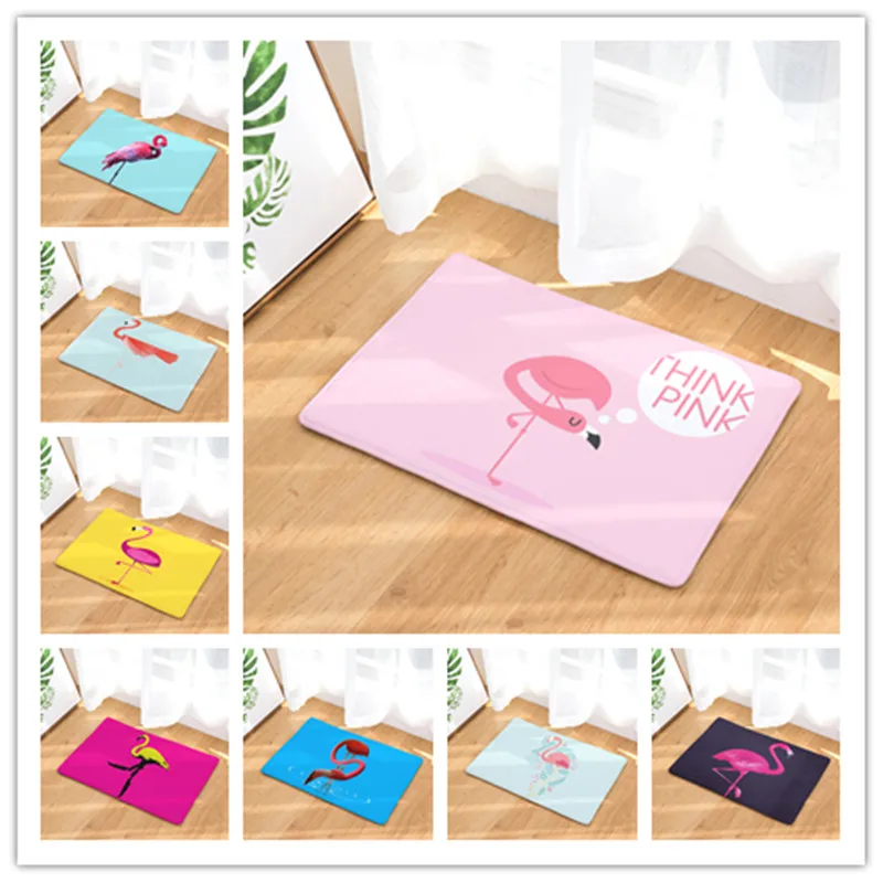 Напольный коврик с принтом фламинго нескользящий для душа ванной комнаты 40x60 см